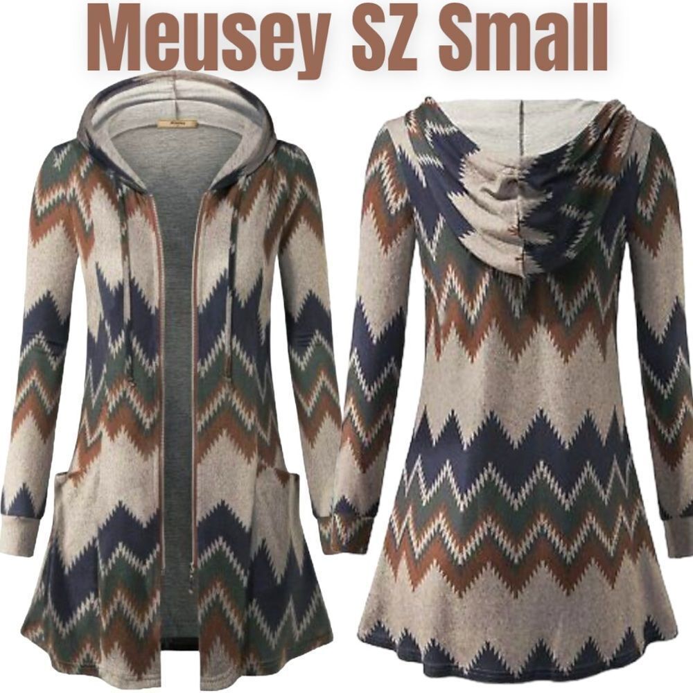 Miusey NWOT Zip Up Long Hoodie Jacket Tunic Sweatshirt Open Front Cardigan